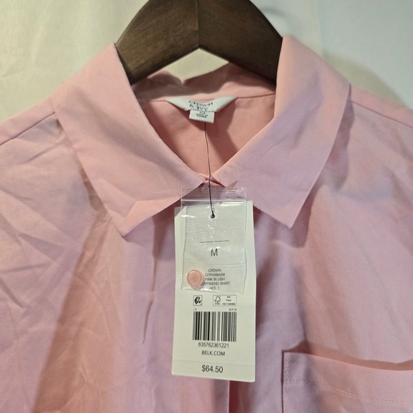 Crown Ivy Pink Feather Cuff Button Up Shirt Womens Size Medium - Picture 2 of 6